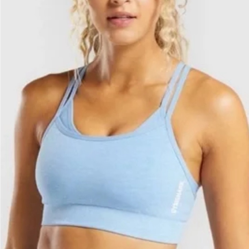 Gymshark adapt marl seamless sports bra light blue small